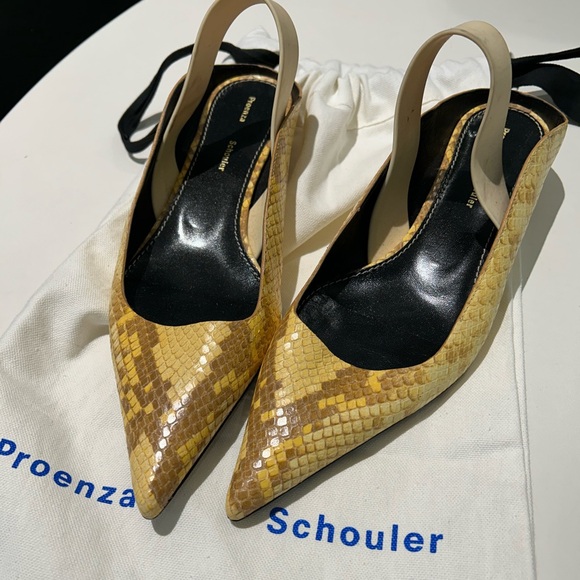 Proenza Schouler snake embossed slingback mules - kitten heels - IT/EU 38.5 - Picture 2 of 5